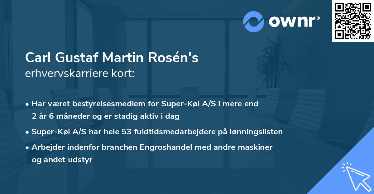 Carl Gustaf Martin Rosén's erhvervskarriere kort