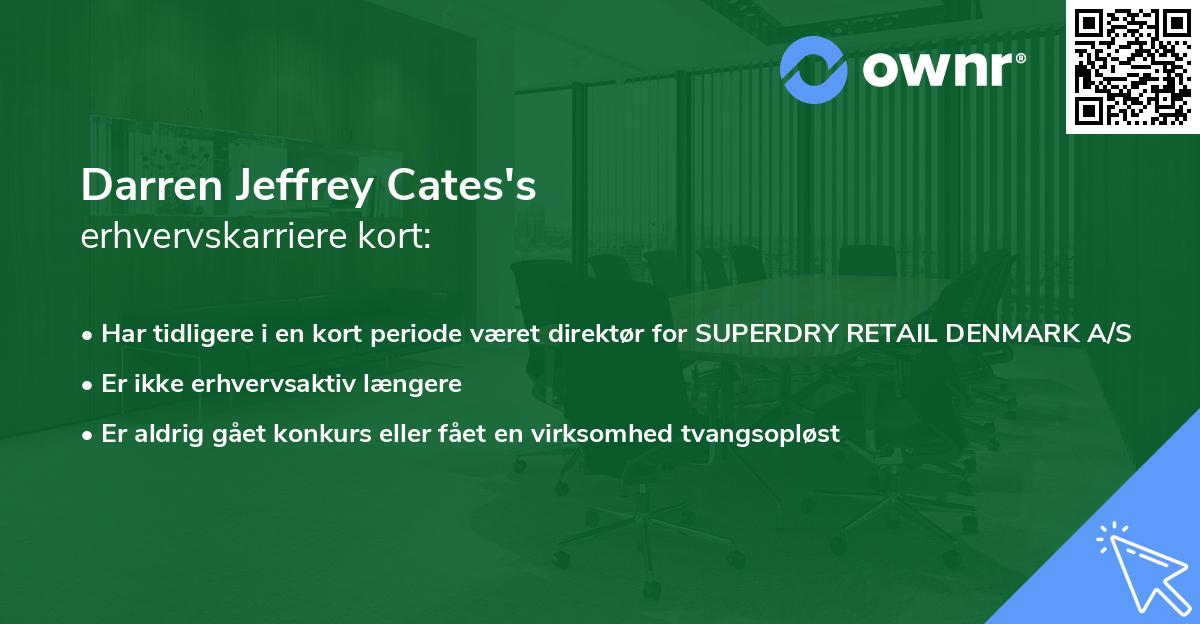 Darren Jeffrey Cates's erhvervskarriere kort