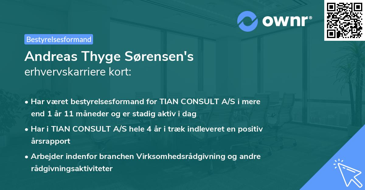 Andreas Thyge Sørensen's erhvervskarriere kort