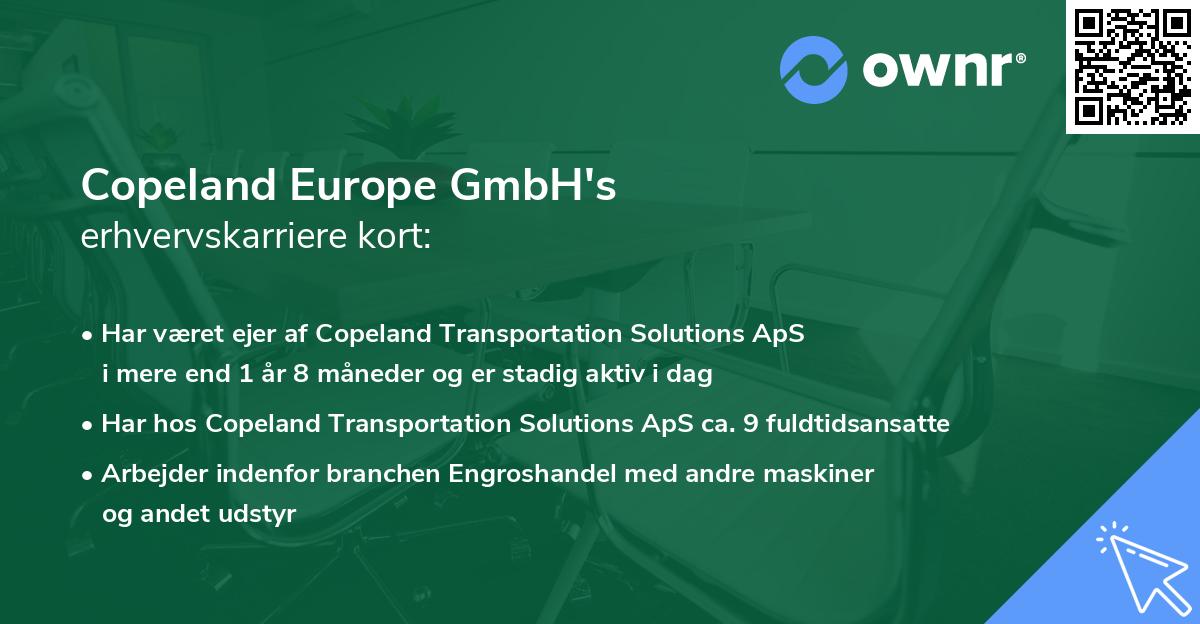 Copeland Europe GmbH's erhvervskarriere kort