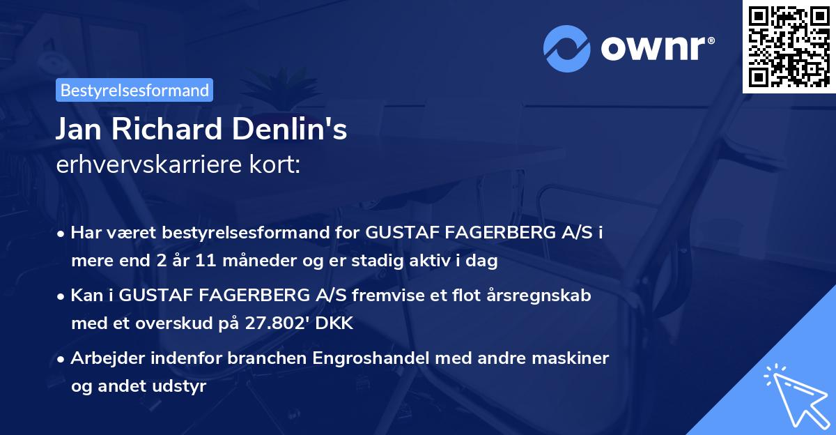 Jan Richard Denlin's erhvervskarriere kort