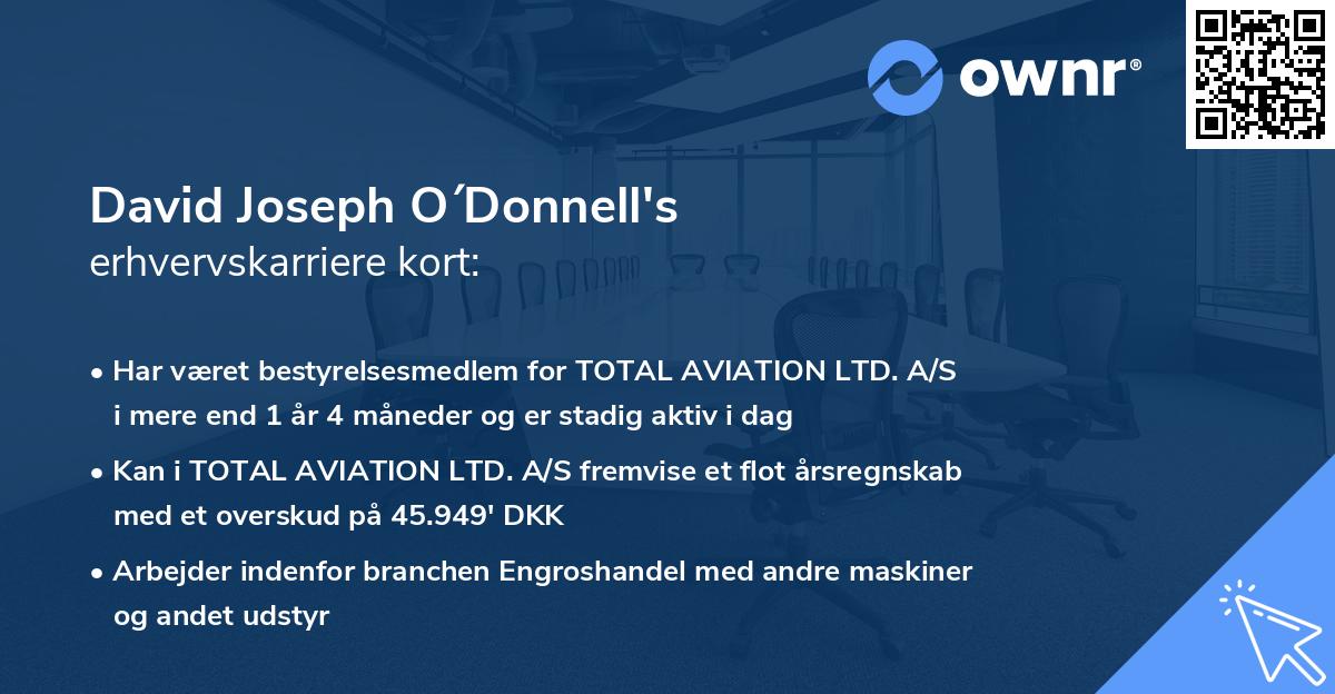 David Joseph O´Donnell's erhvervskarriere kort