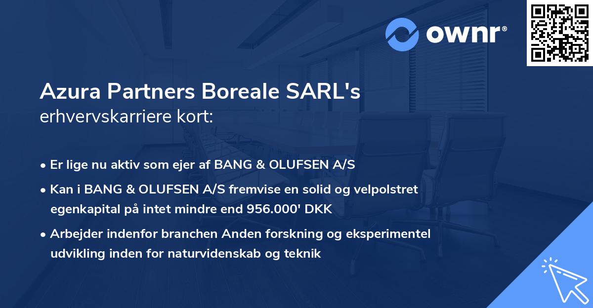 Azura Partners Boreale SARL's erhvervskarriere kort