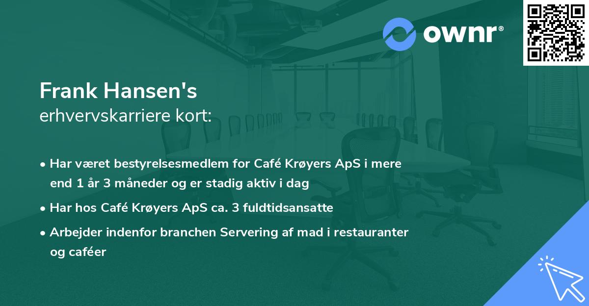 Frank Hansen's erhvervskarriere kort