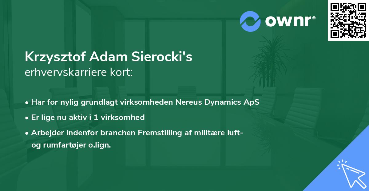 Krzysztof Adam Sierocki's erhvervskarriere kort