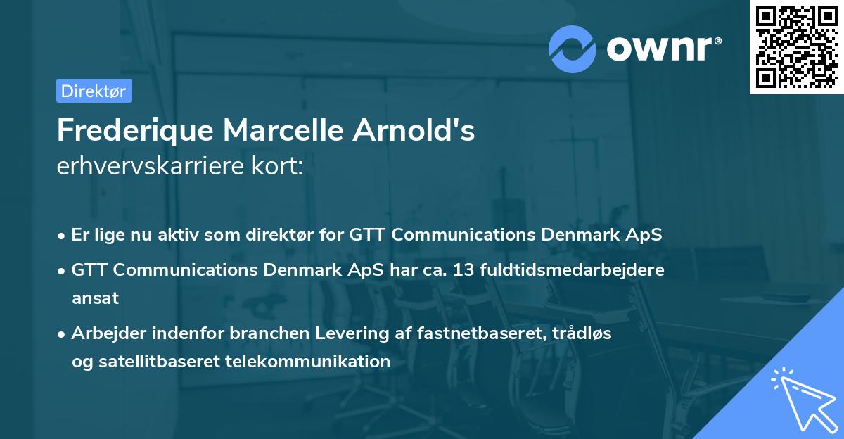 Frederique Marcelle Arnold's erhvervskarriere kort