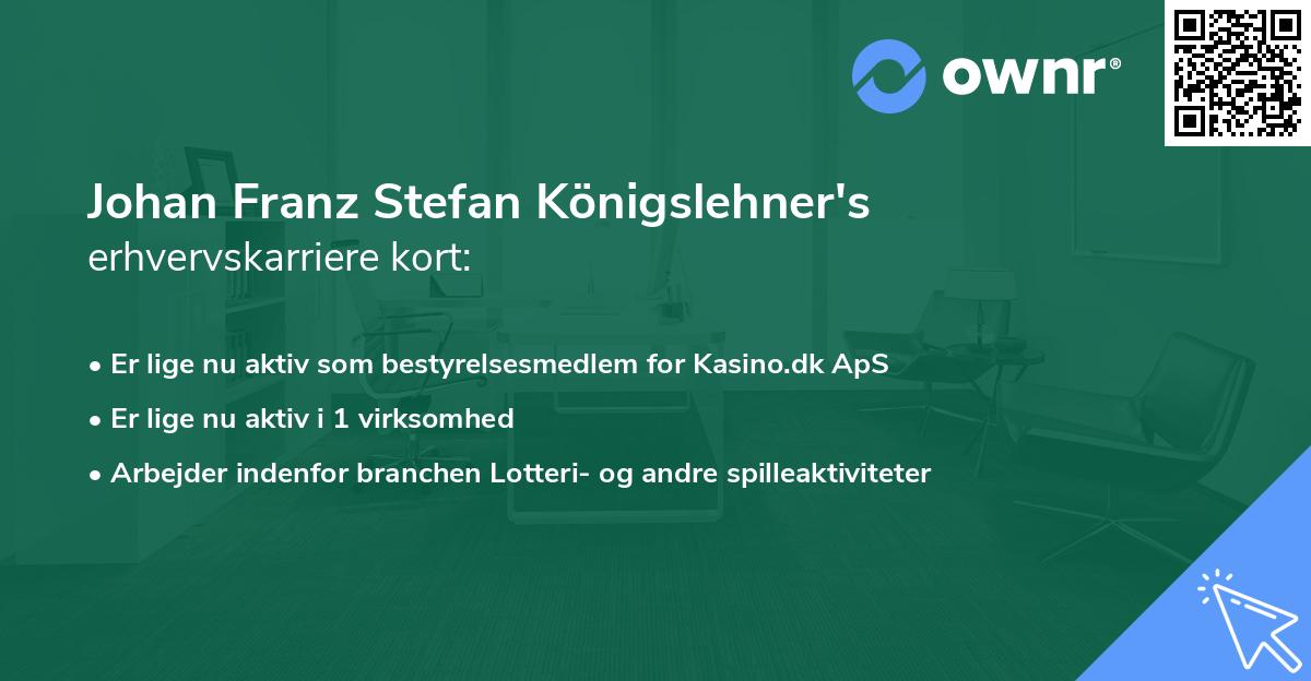 Johan Franz Stefan Königslehner's erhvervskarriere kort