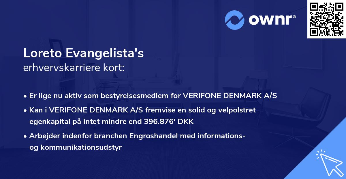 Loreto Evangelista's erhvervskarriere kort