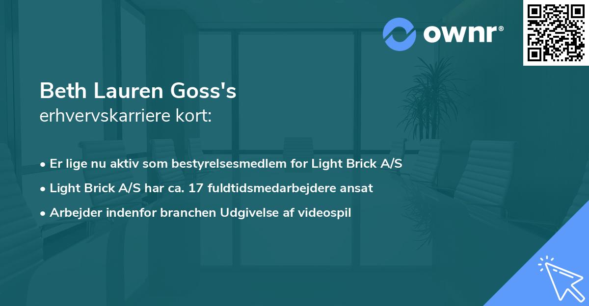 Beth Lauren Goss's erhvervskarriere kort