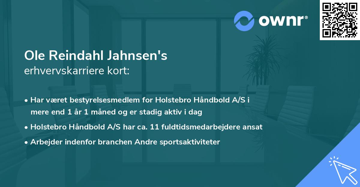 Ole Reindahl Jahnsen's erhvervskarriere kort