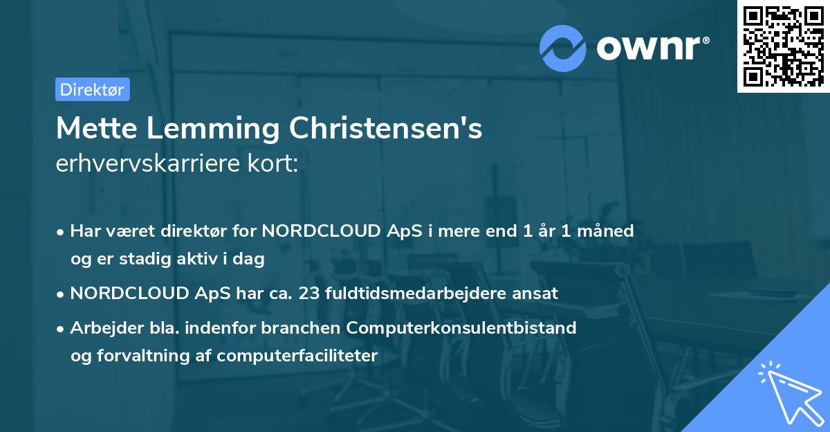Mette Lemming Christensen's erhvervskarriere kort