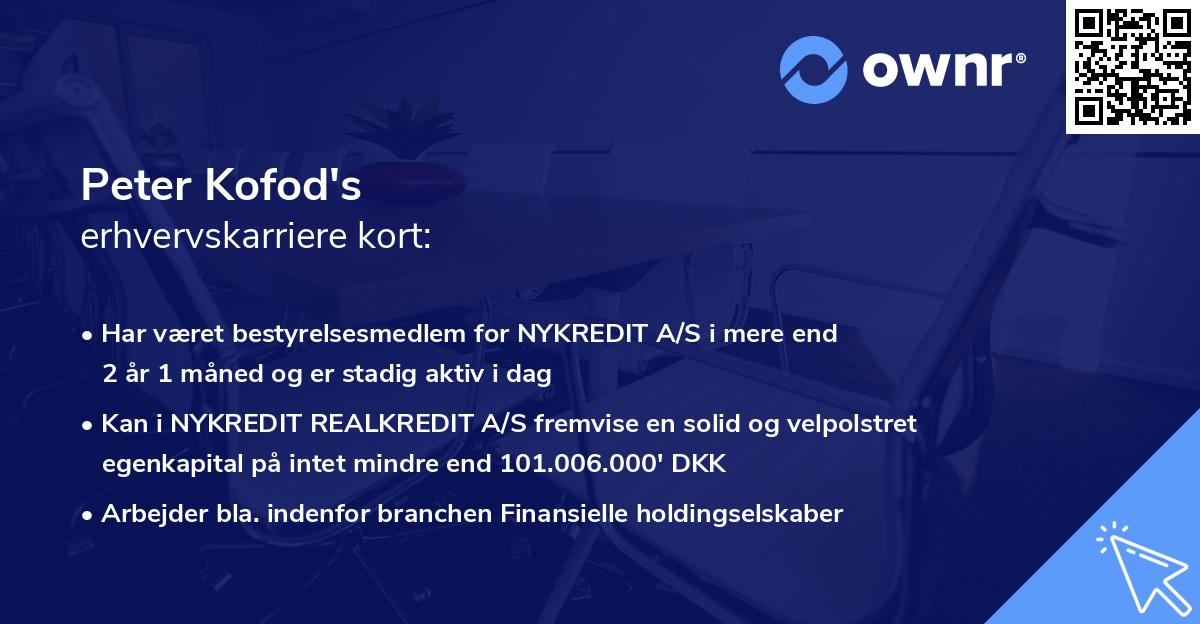 Peter Kofod's erhvervskarriere kort