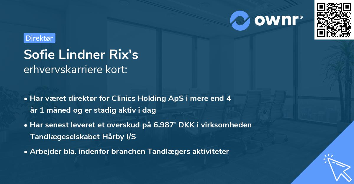 Sofie Lindner Rix's erhvervskarriere kort