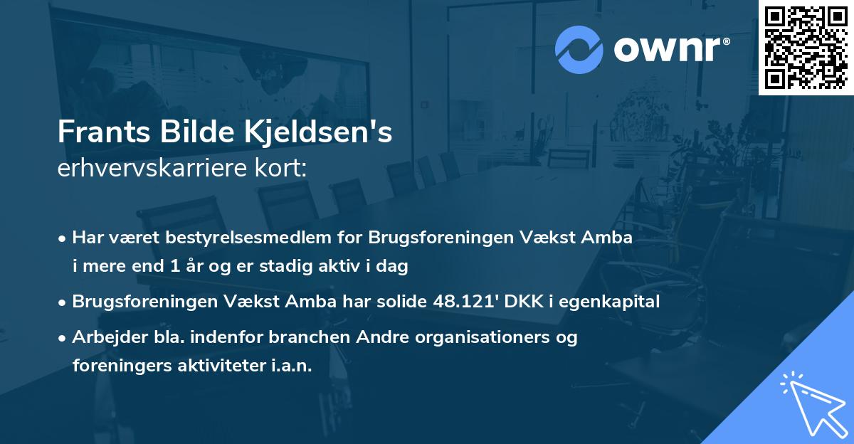 Frants Bilde Kjeldsen's erhvervskarriere kort