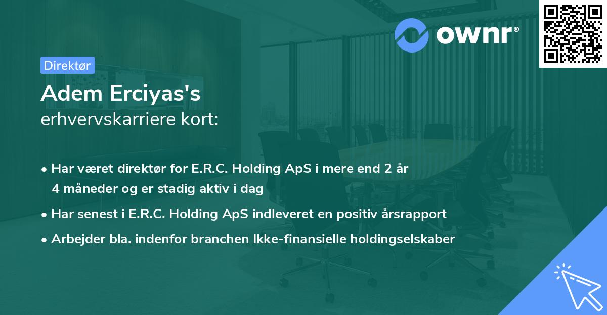 Adem Erciyas's erhvervskarriere kort