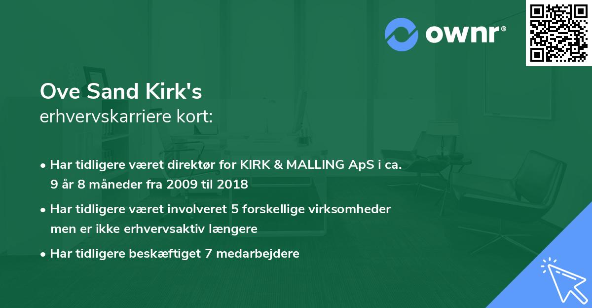 Ove Sand Kirk's erhvervskarriere kort