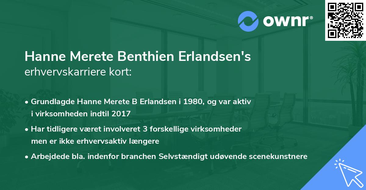 Hanne Merete Benthien Erlandsen's erhvervskarriere kort