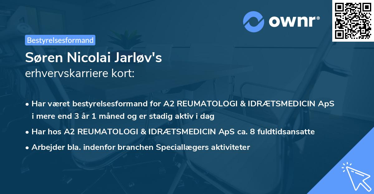 Søren Nicolai Jarløv's erhvervskarriere kort
