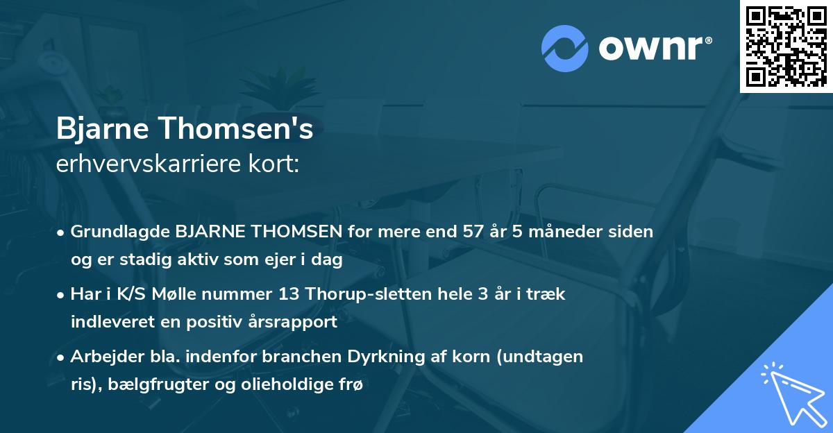 Bjarne Thomsen's erhvervskarriere kort