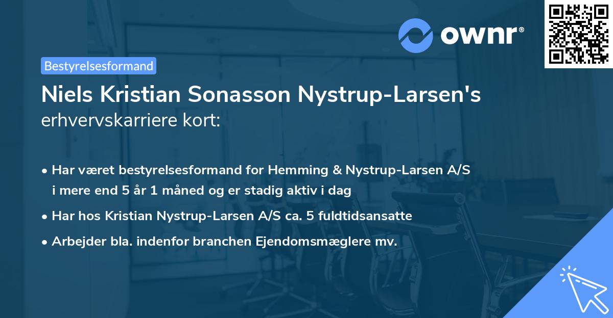 Niels Kristian Sonasson Nystrup-Larsen's erhvervskarriere kort