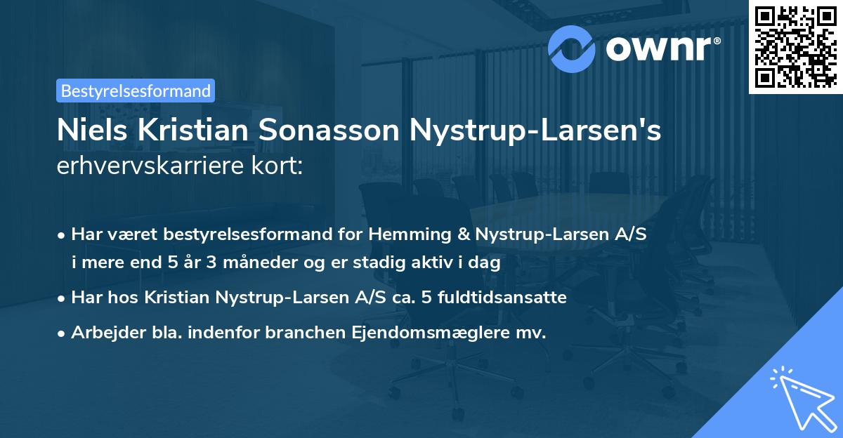 Niels Kristian Sonasson Nystrup-Larsen's erhvervskarriere kort