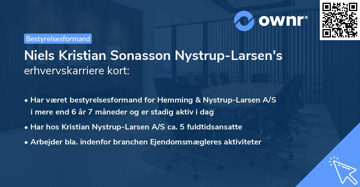 Niels Kristian Sonasson Nystrup-Larsen's erhvervskarriere kort