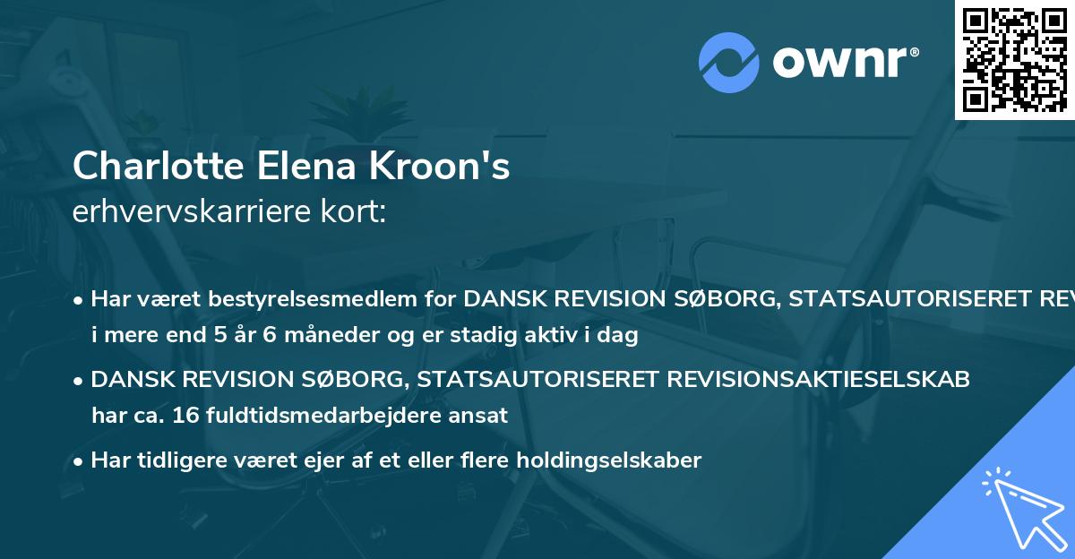 Charlotte Elena Kroon's erhvervskarriere kort