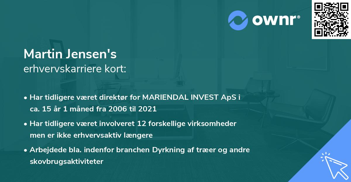 Martin Jensen's erhvervskarriere kort
