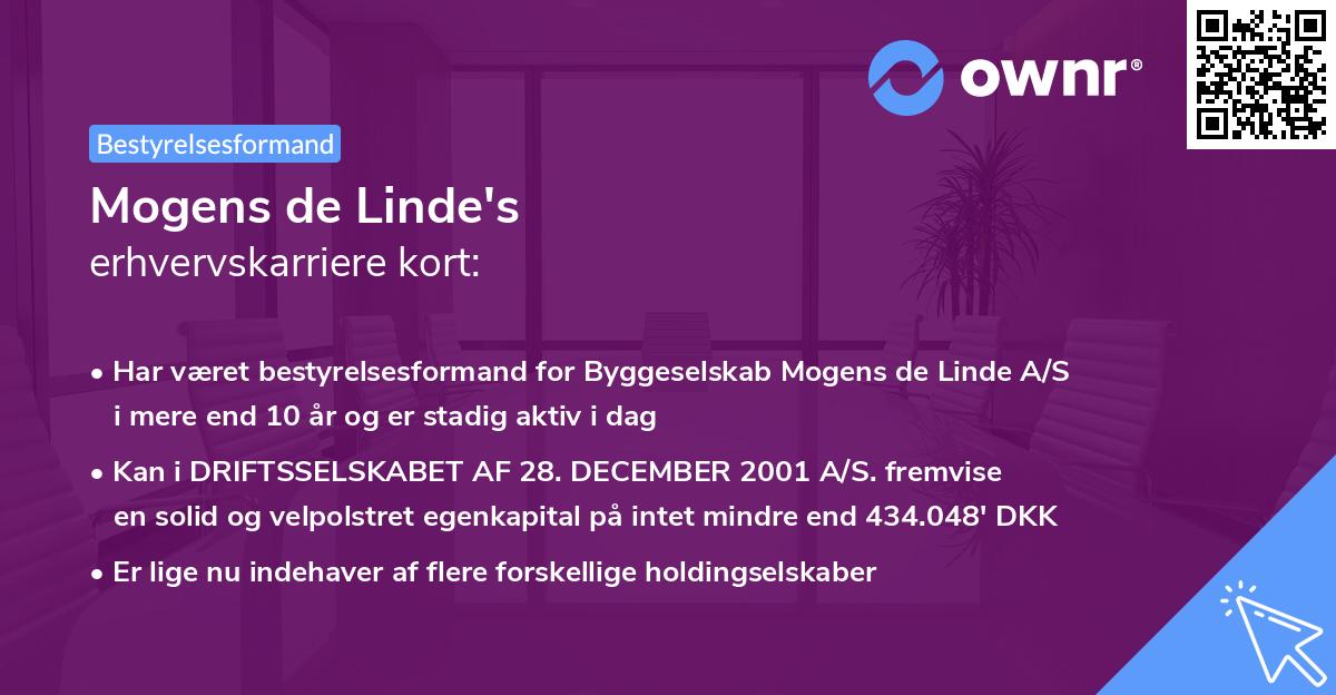 Mogens de Linde's erhvervskarriere kort