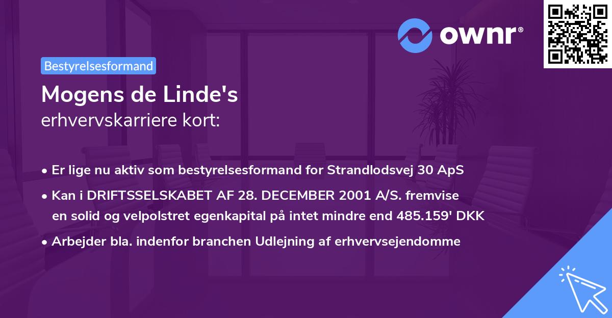 Mogens de Linde's erhvervskarriere kort