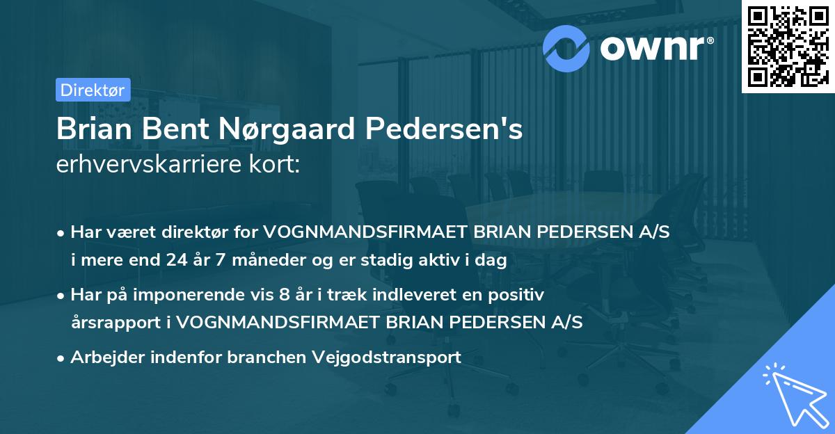 Brian Bent Nørgaard Pedersen's erhvervskarriere kort