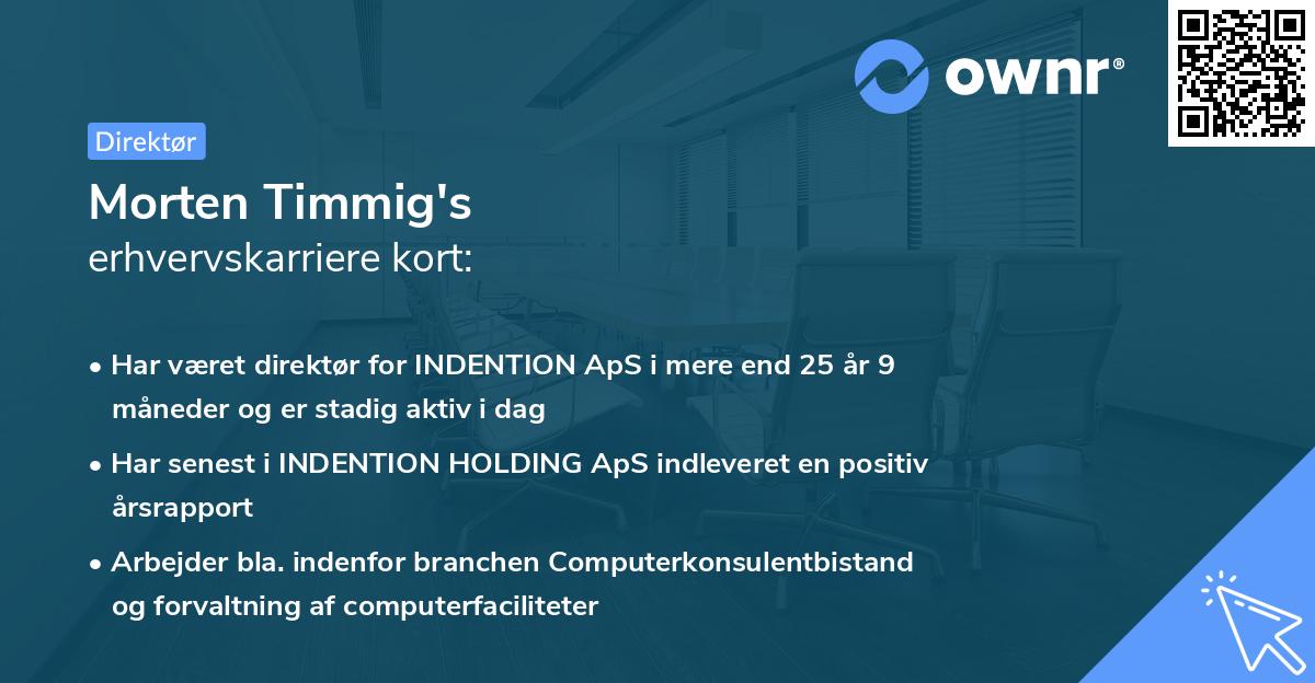 Morten Timmig's erhvervskarriere kort