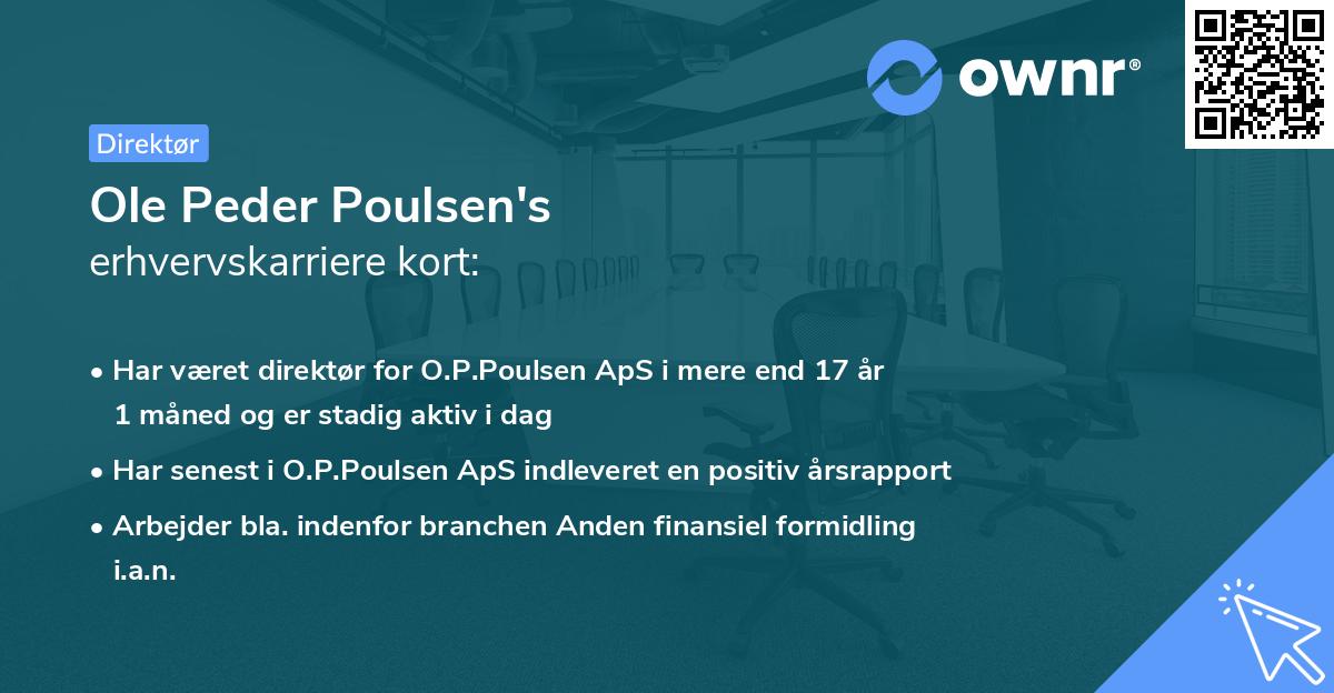 Ole Peder Poulsen's erhvervskarriere kort