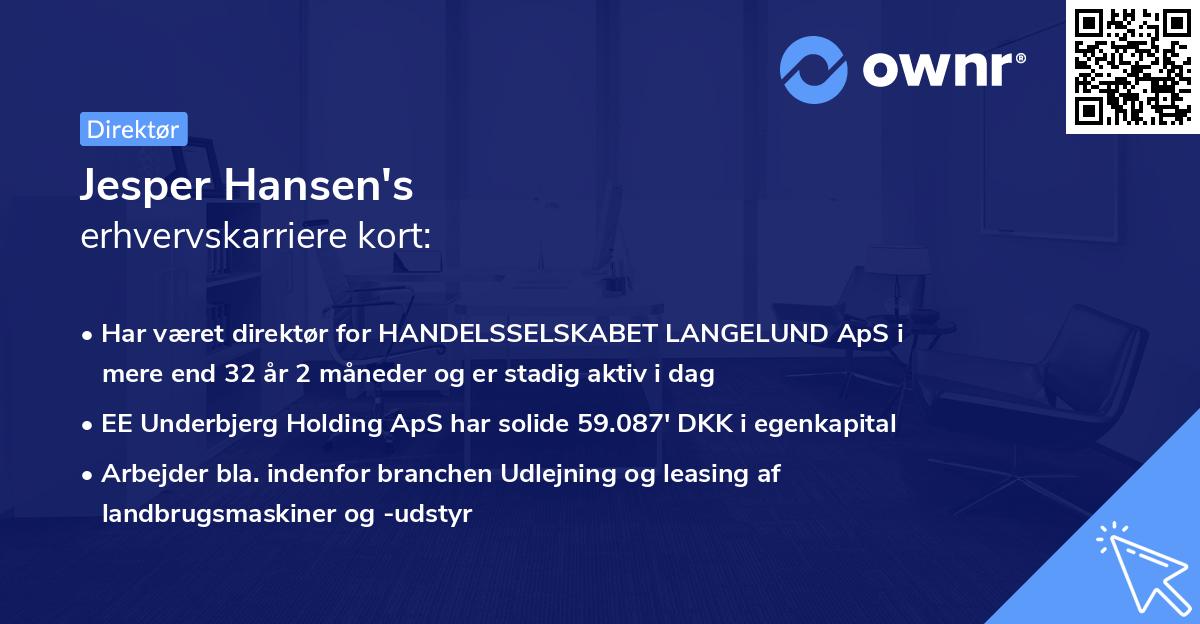 Jesper Hansen's erhvervskarriere kort