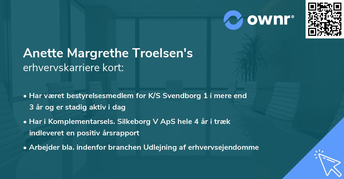 Anette Margrethe Troelsen's erhvervskarriere kort