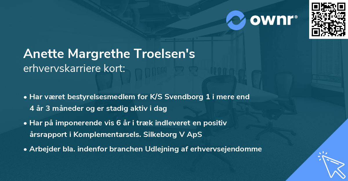 Anette Margrethe Troelsen's erhvervskarriere kort