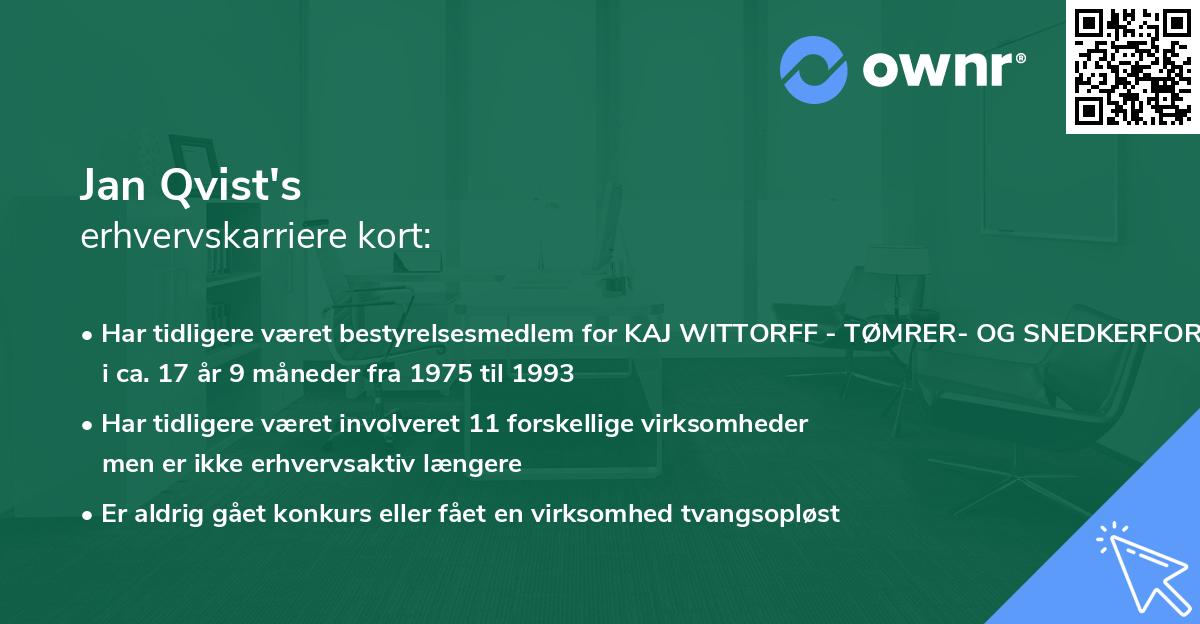 Jan Qvist's erhvervskarriere kort