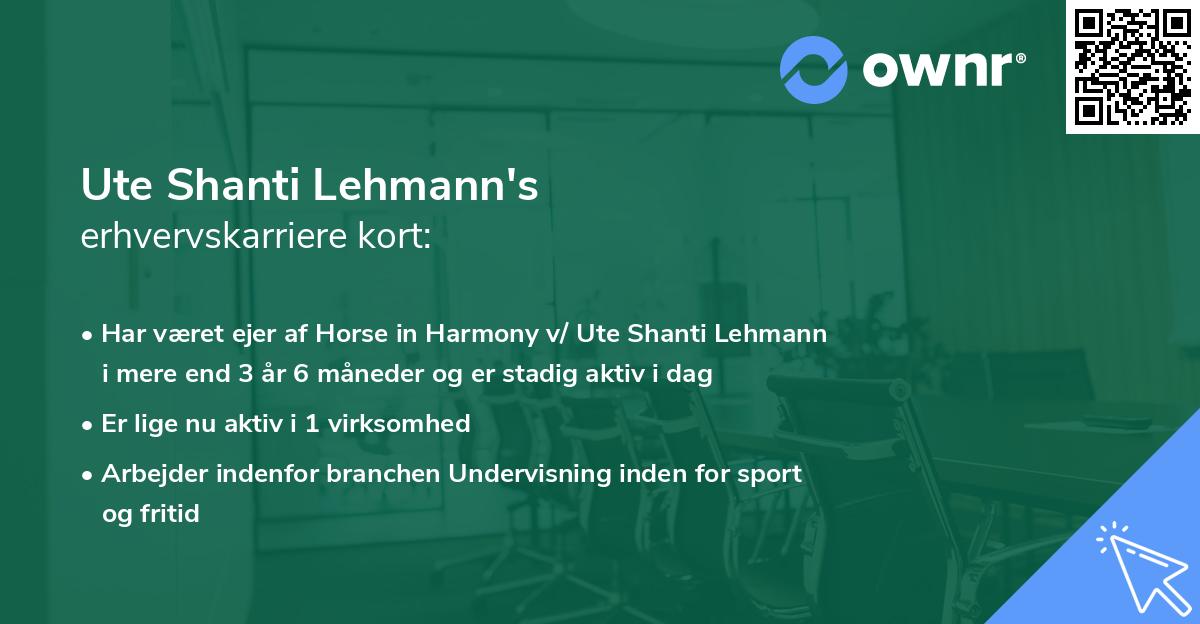Ute Shanti Lehmann's erhvervskarriere kort