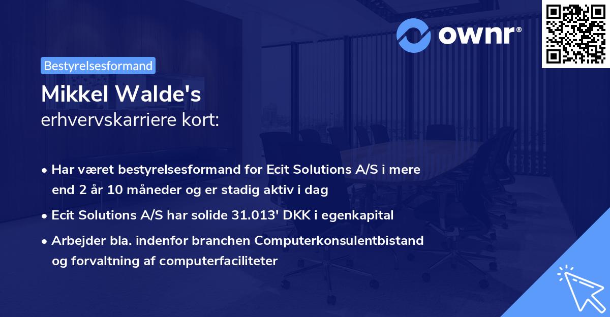 Mikkel Walde's erhvervskarriere kort
