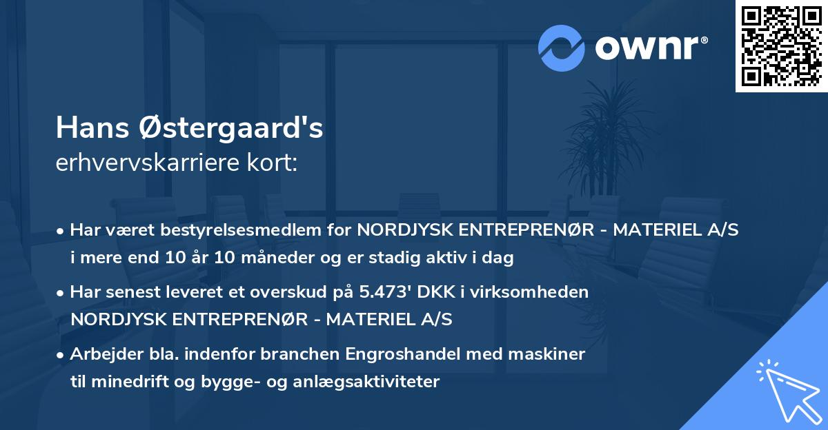 Hans Østergaard's erhvervskarriere kort