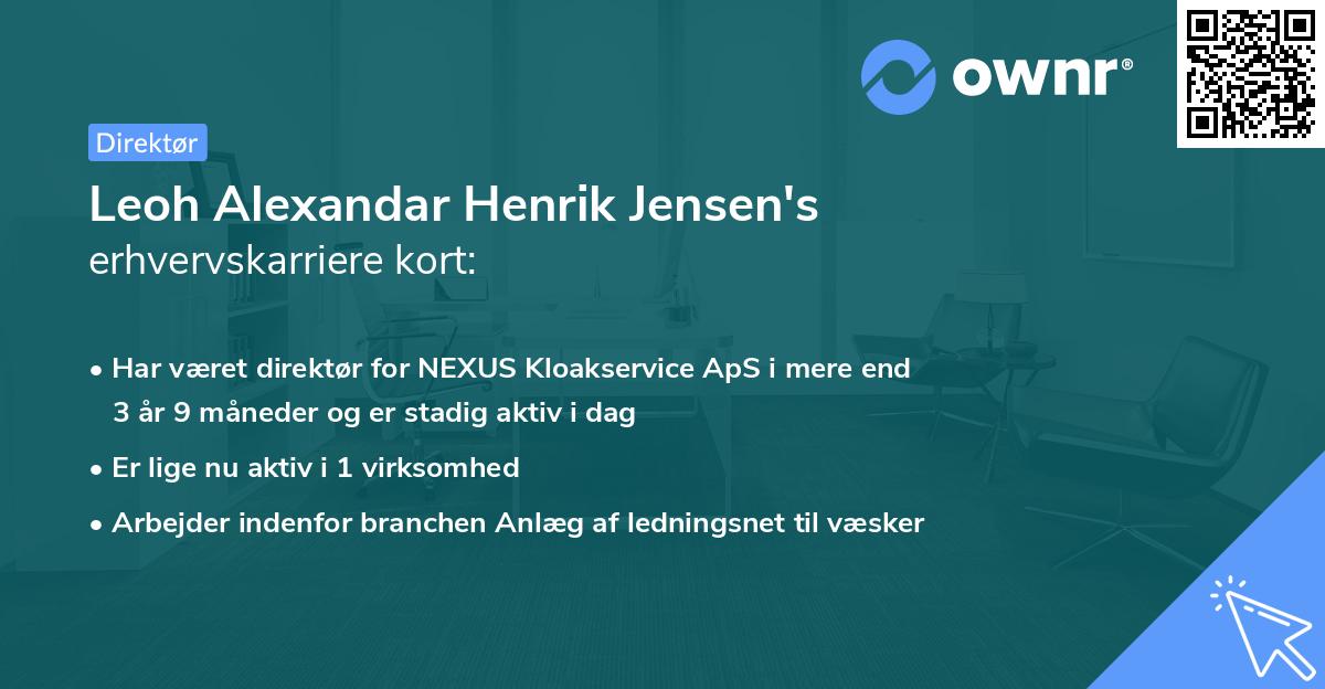 Leoh Alexandar Henrik Jensen's erhvervskarriere kort