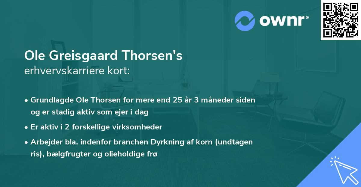 Ole Greisgaard Thorsen's erhvervskarriere kort