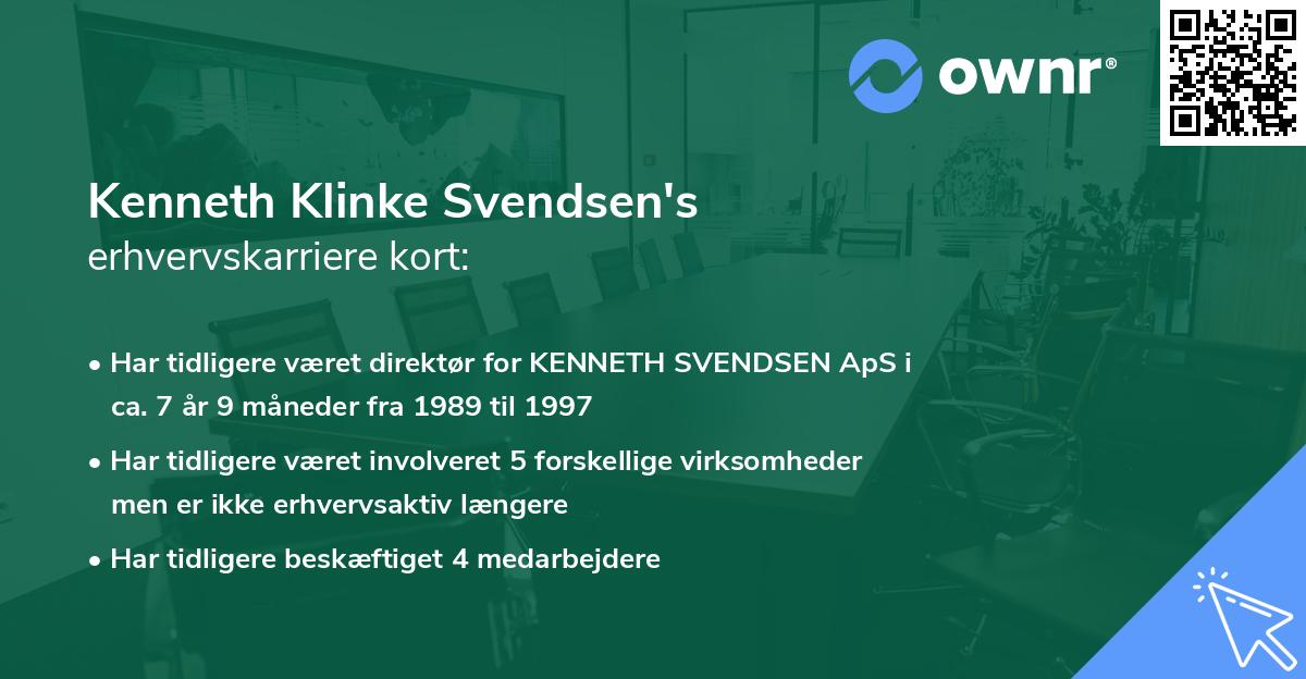 Kenneth Klinke Svendsen's erhvervskarriere kort