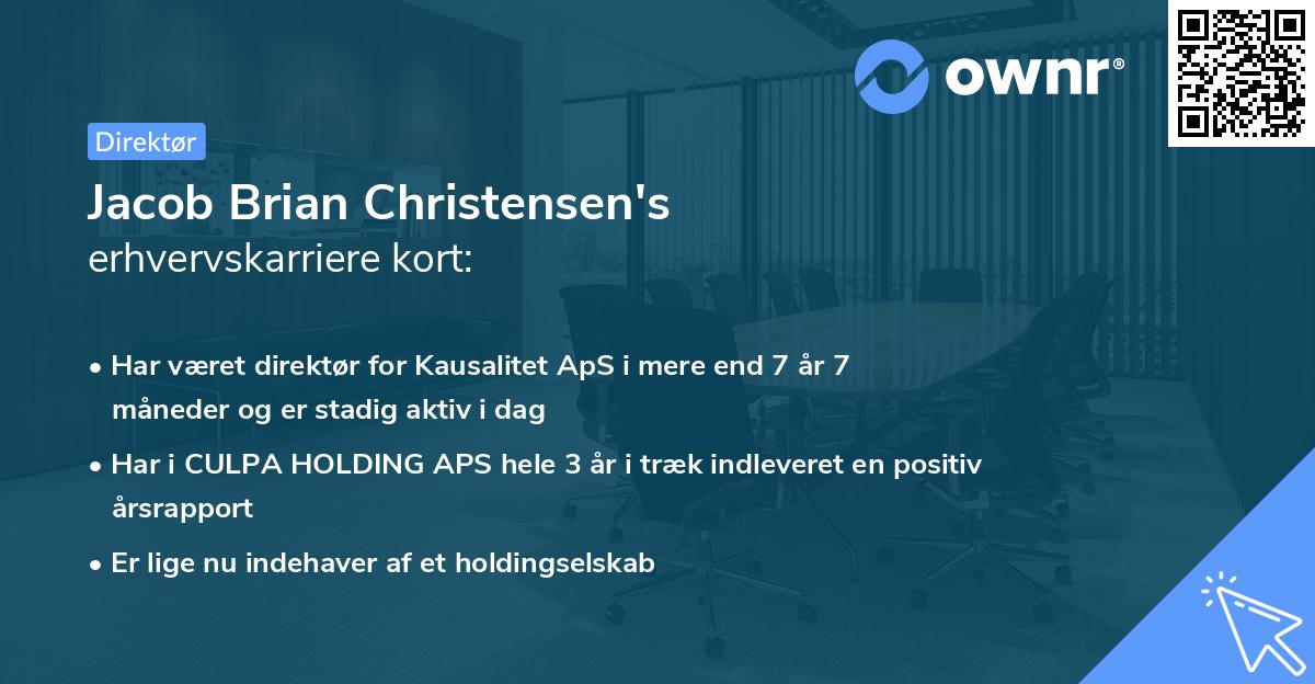 Jacob Brian Christensen's erhvervskarriere kort