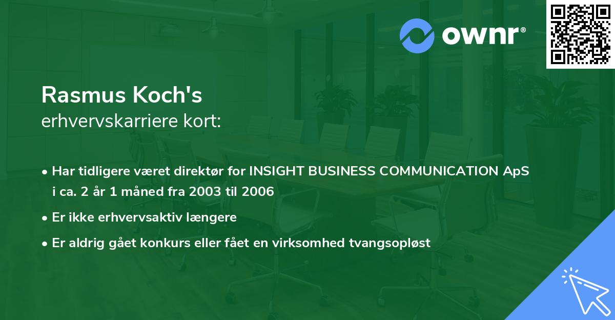 Rasmus Koch's erhvervskarriere kort