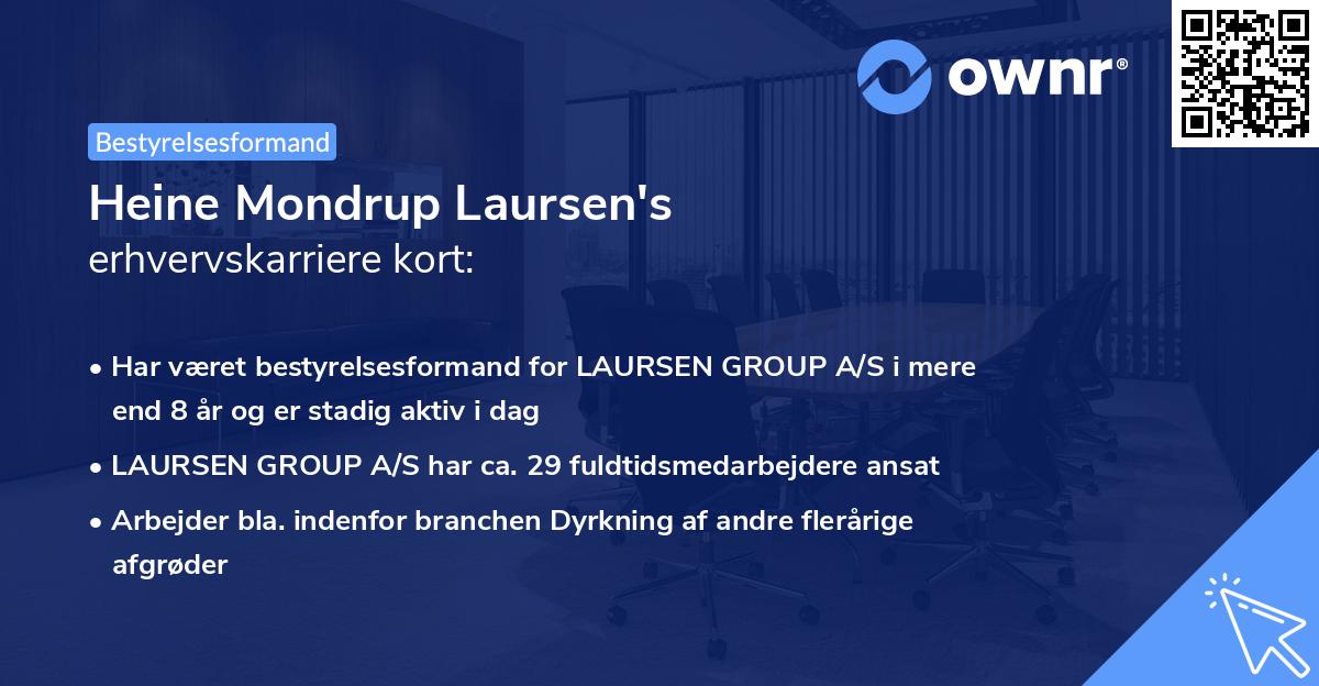 Heine Mondrup Laursen's erhvervskarriere kort