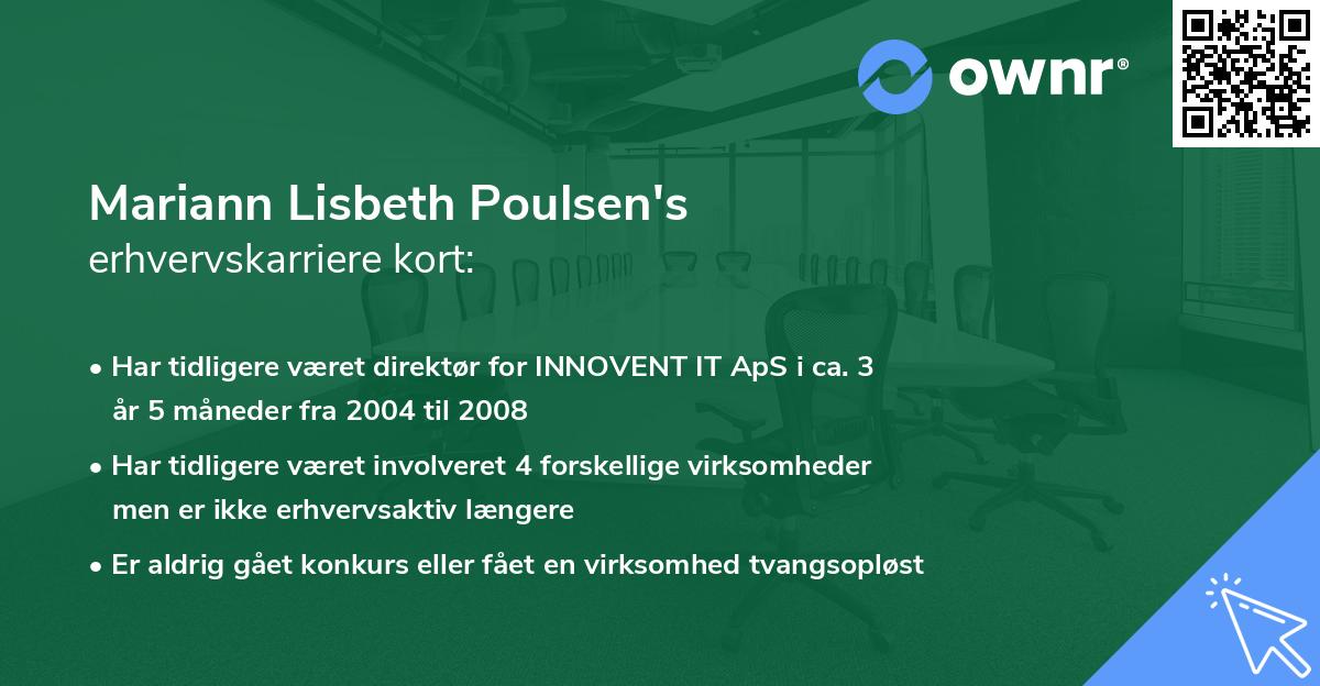 Mariann Lisbeth Poulsen's erhvervskarriere kort