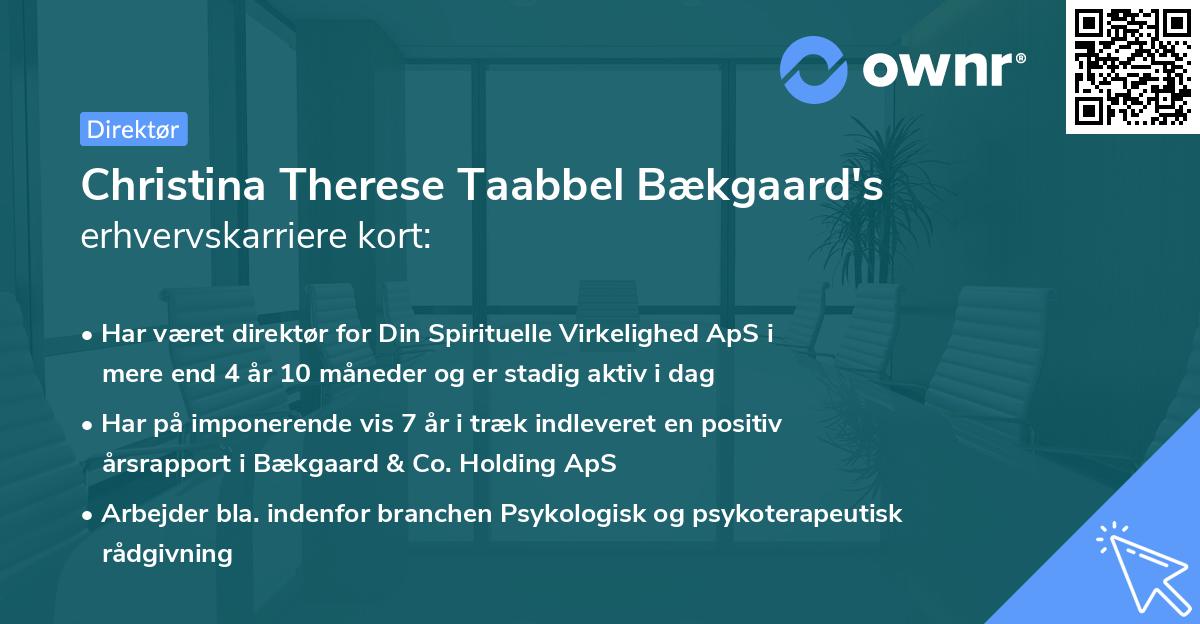 Christina Therese Taabbel Bækgaard's erhvervskarriere kort