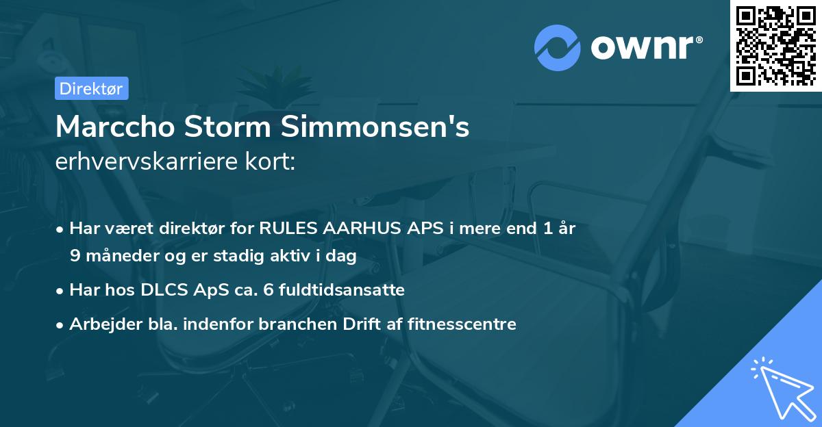 Marccho Storm Simmonsen's erhvervskarriere kort
