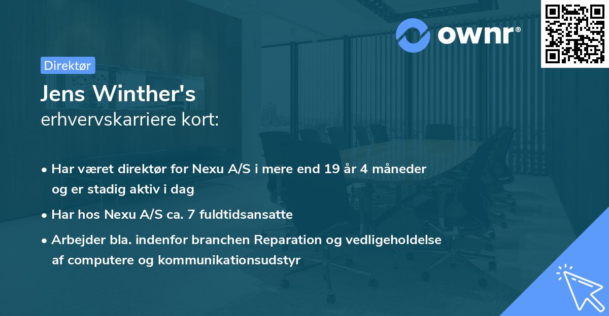 Jens Winther's erhvervskarriere kort